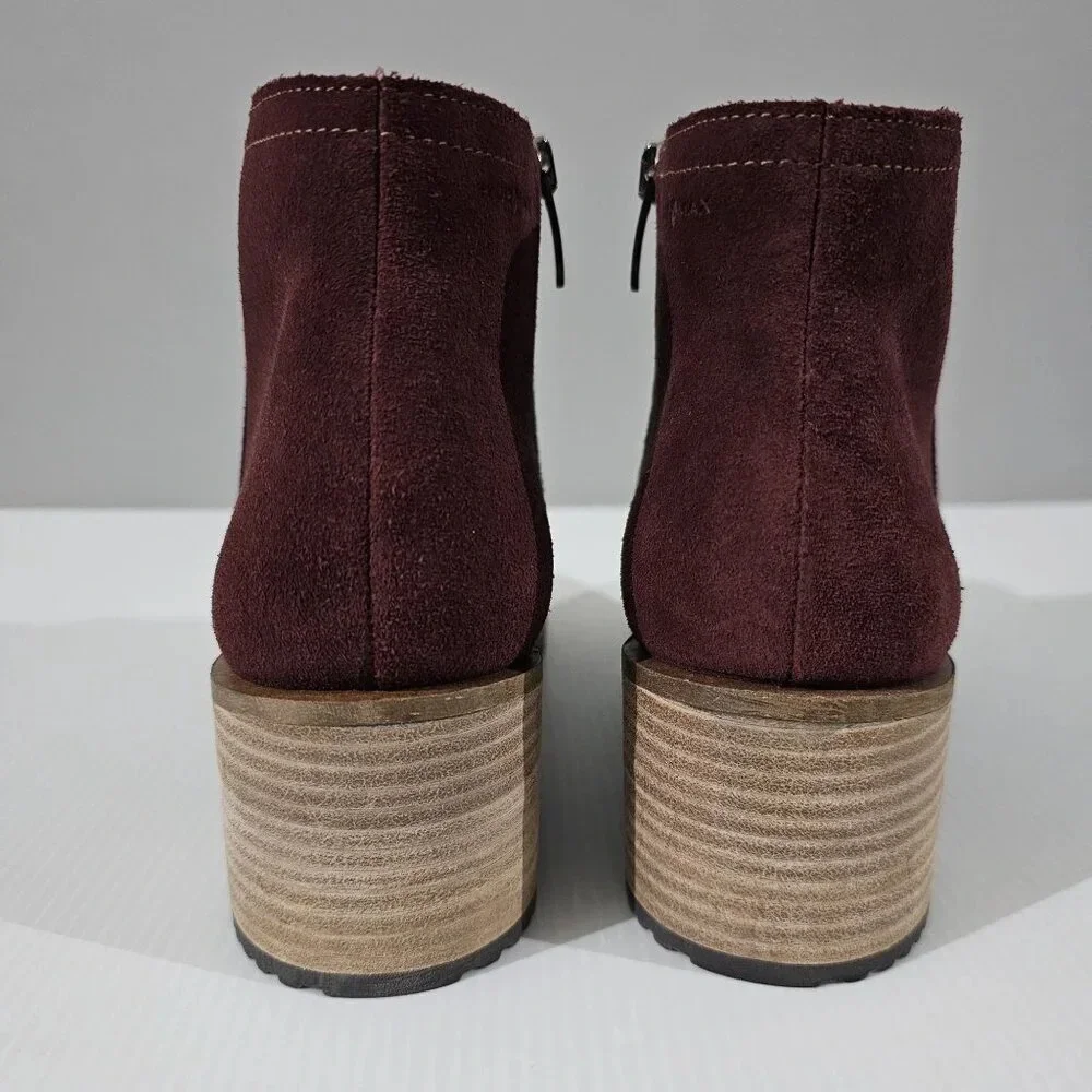 Ecco Shape 35 Sartorelle Ankle Boot EU 39 Red Suede Water Resistant Heel NEW